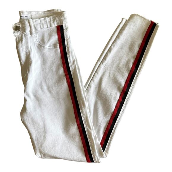 Zara Trafaluc White Skinny Jeans Side Stripe Raw Hem Size 6 / 28 - Picture 7 of 15